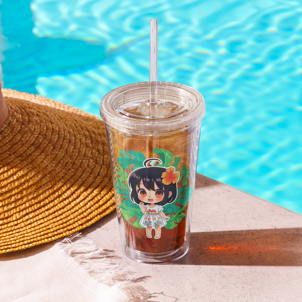 Cup beside a pool