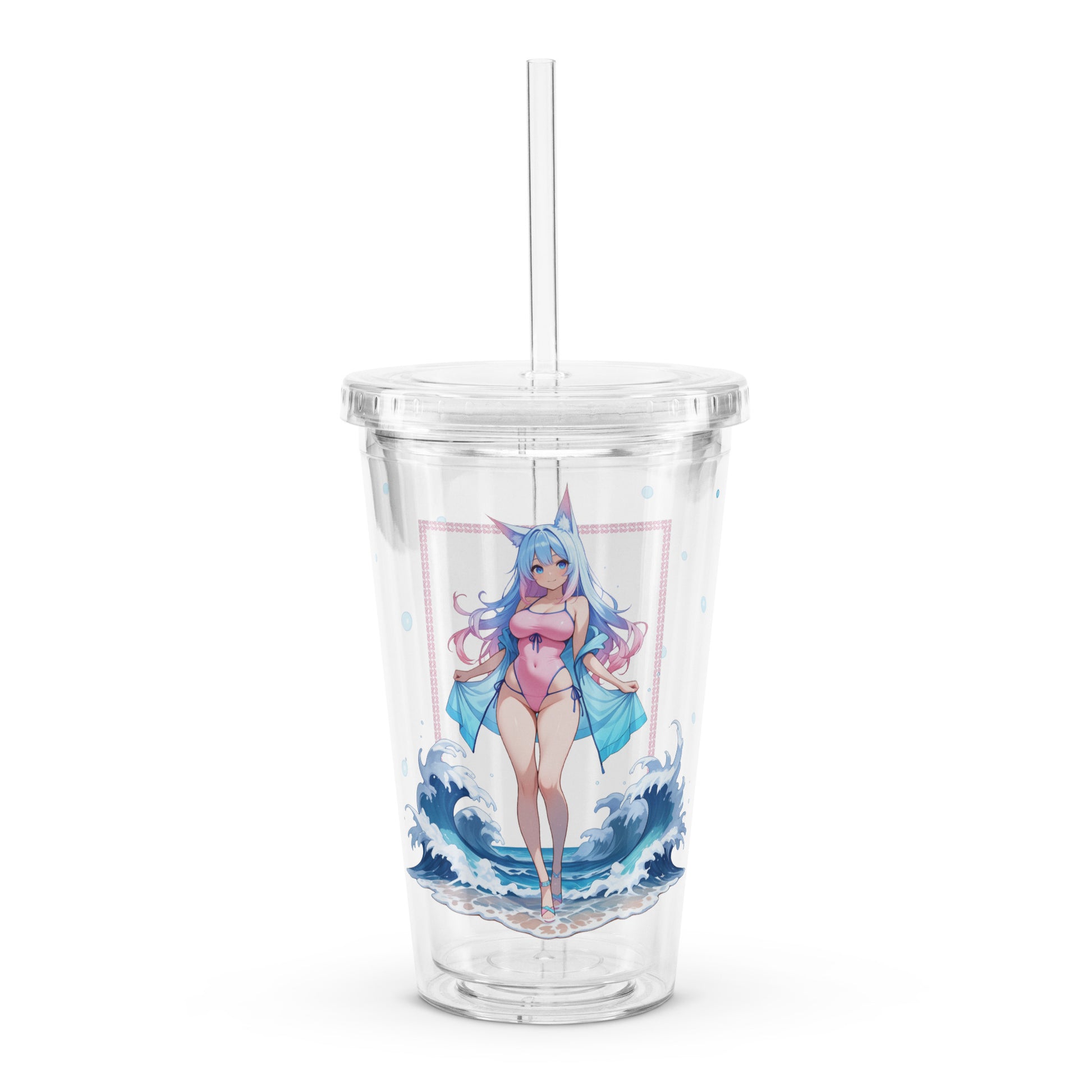 Product photo of tumbler with waifu fox girl print