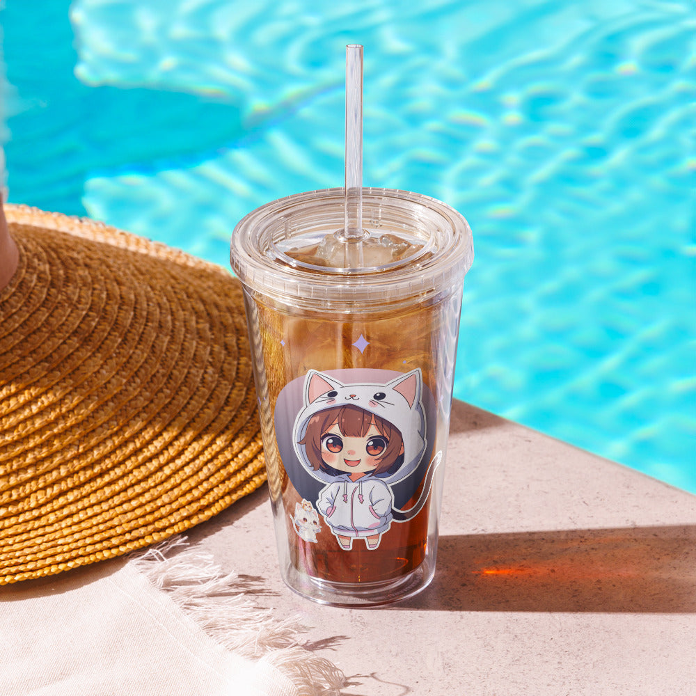 Kawaii Kitty Chibi Tumbler – Double-Sided Cat Girl Design