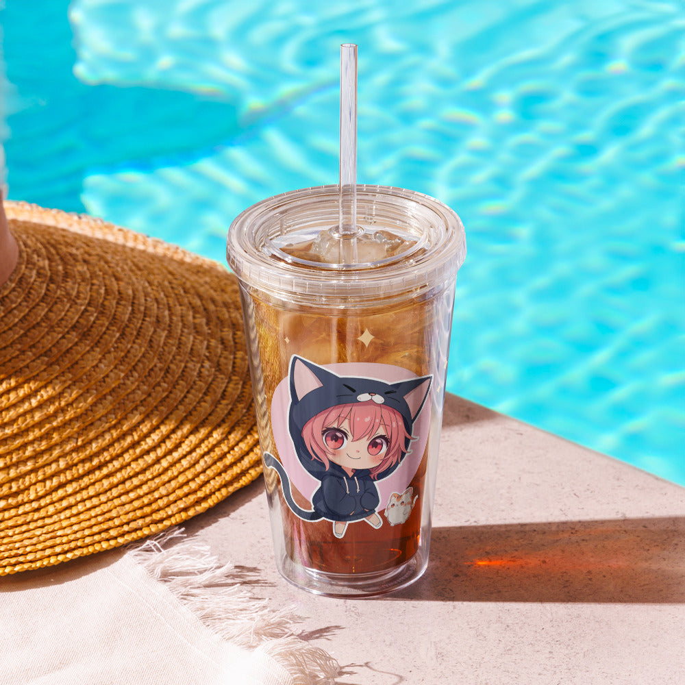 Kawaii Kitty Chibi Tumbler – Double-Sided Cat Girl Design