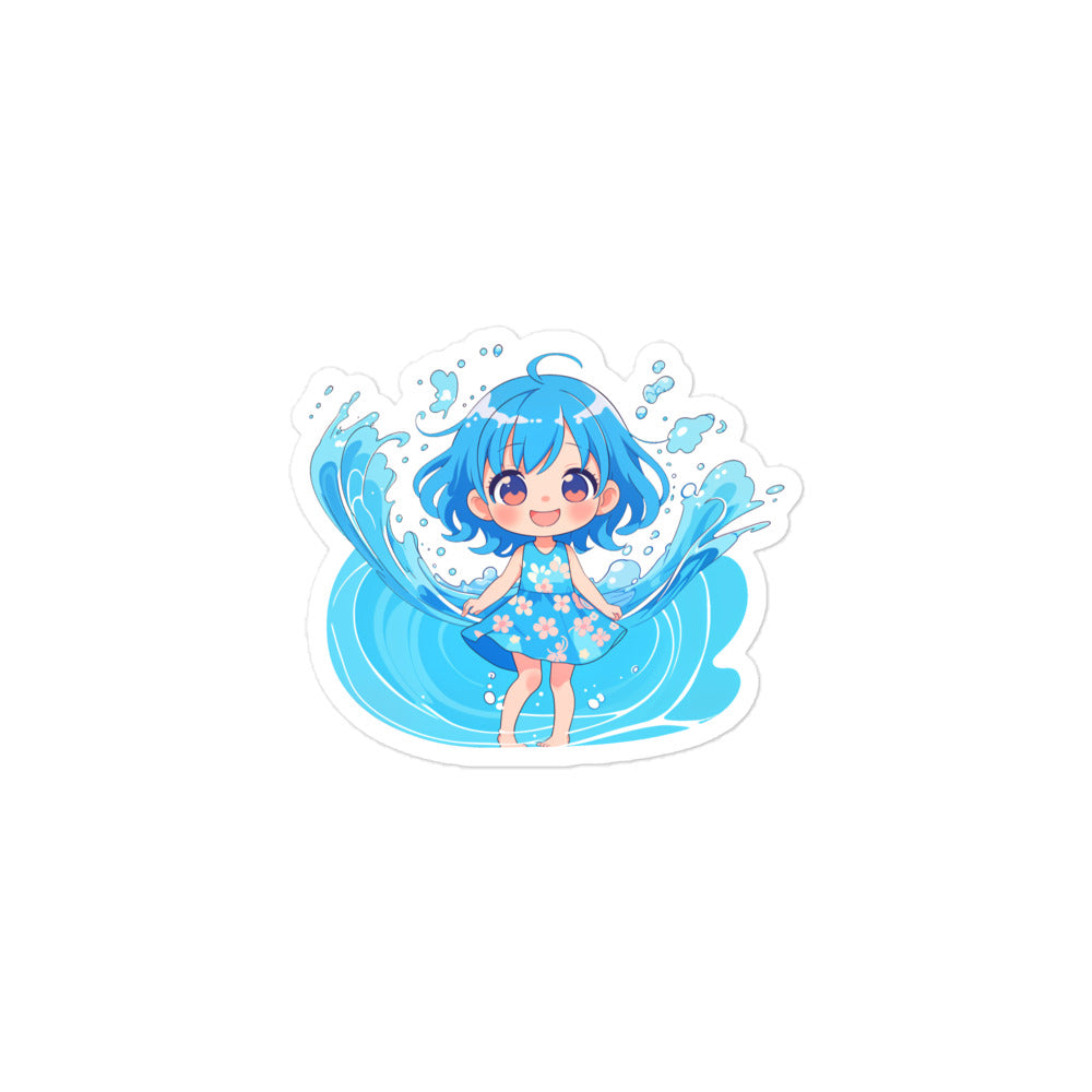 Anime sticker of girl blue water