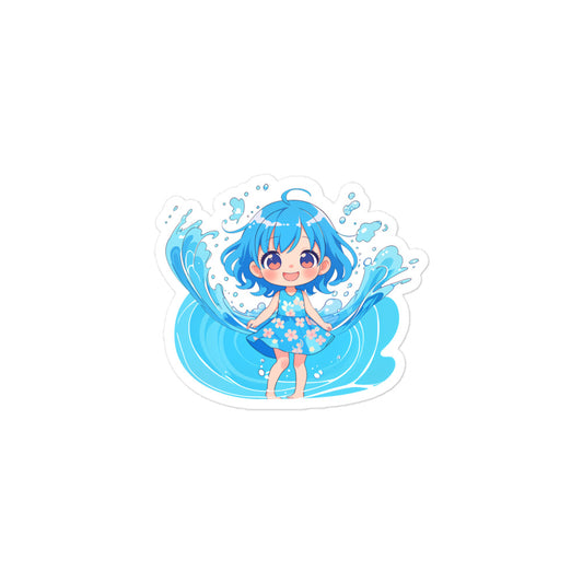 Anime sticker of girl blue water