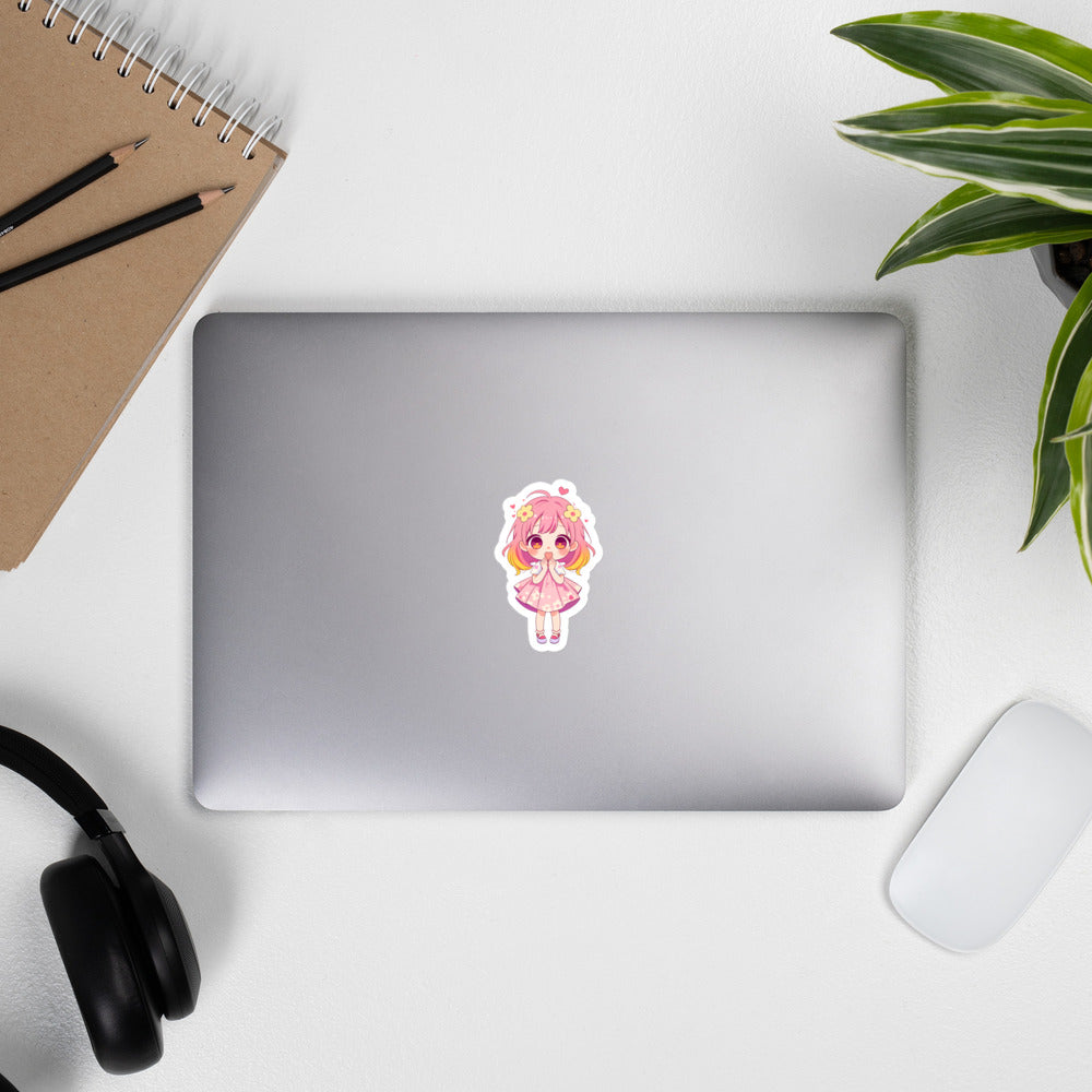 Anime sticker of girl on laptop