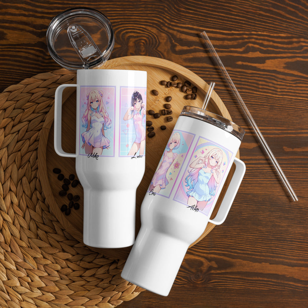 Product photo showing both sides of tumbler